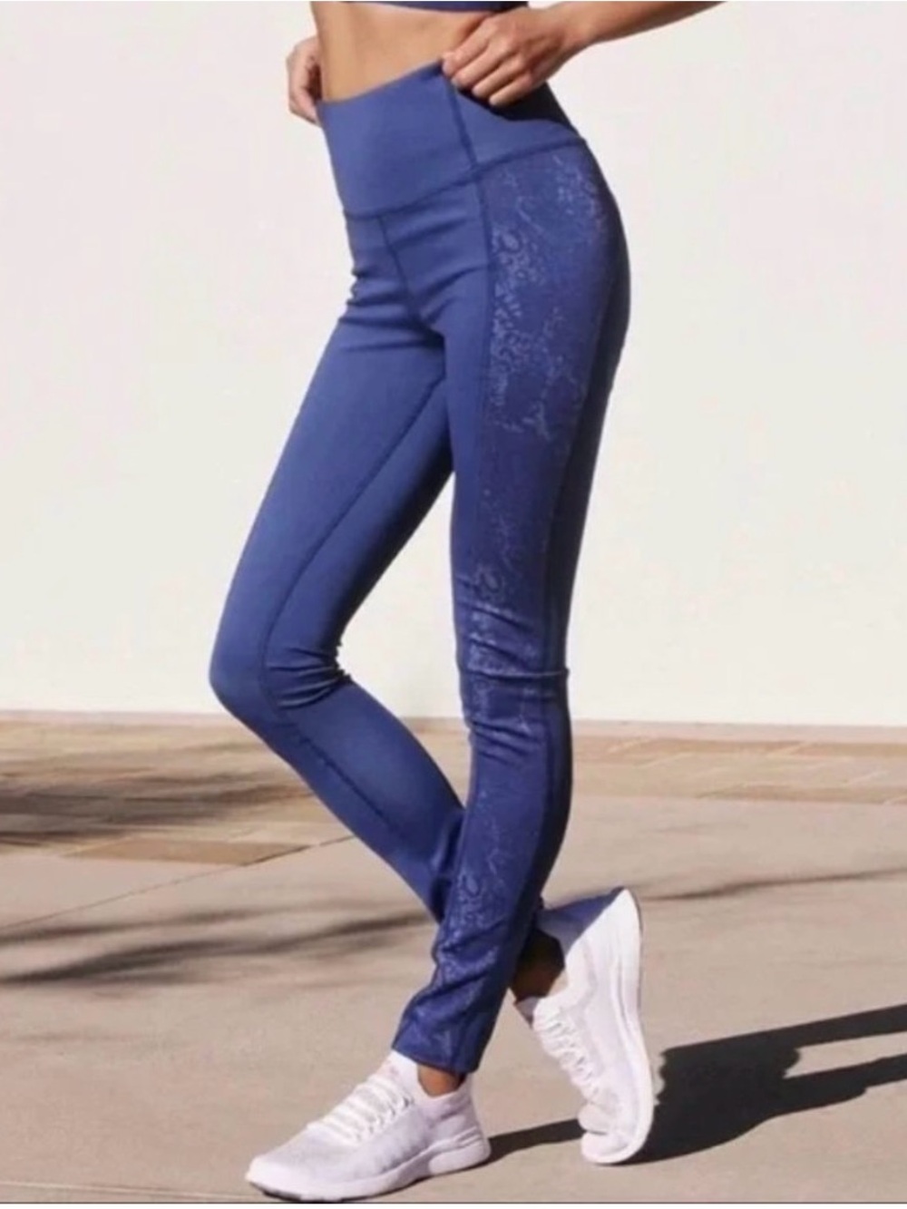 Anthropologie Daily Practice S indigo blue leggings animal print